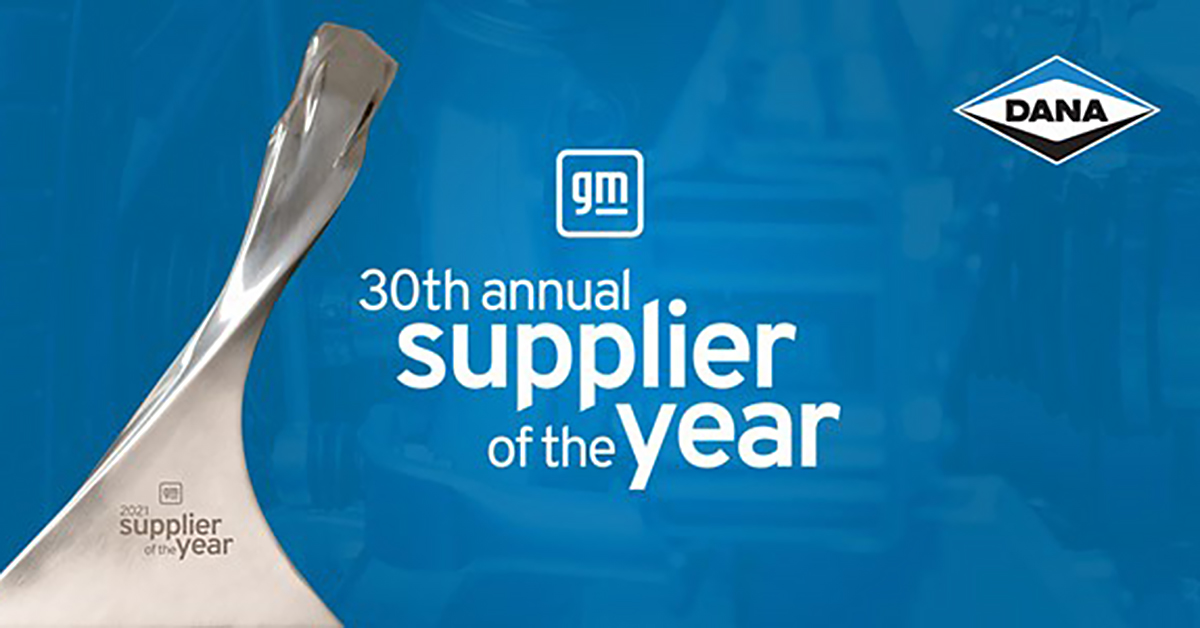 Dana Named 'Overdrive' Award Winner By General Motors For Fifth Consecutive Year