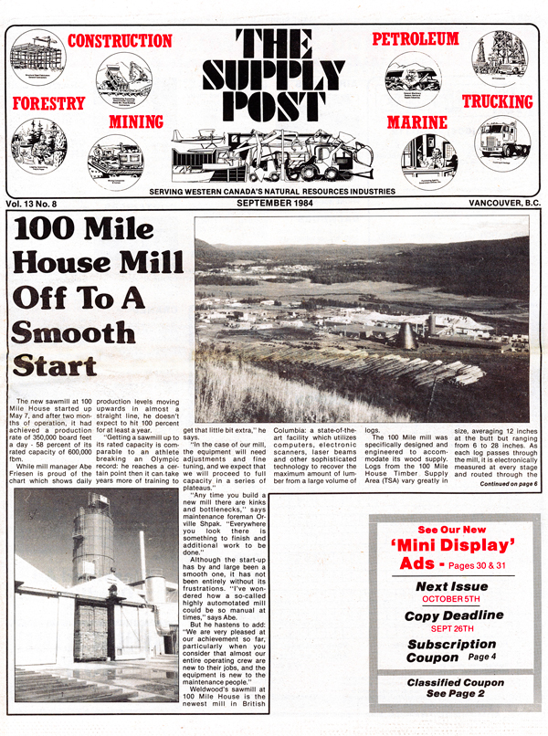 Supply Post Newspaper September 1984 issue