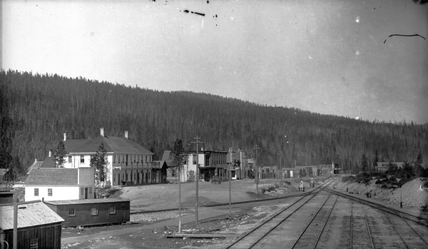 View of Donald railyard and adjacent commercial centre, circa 1897. Photo by James Skitt Matthews. Source: Wikimedia Commons.