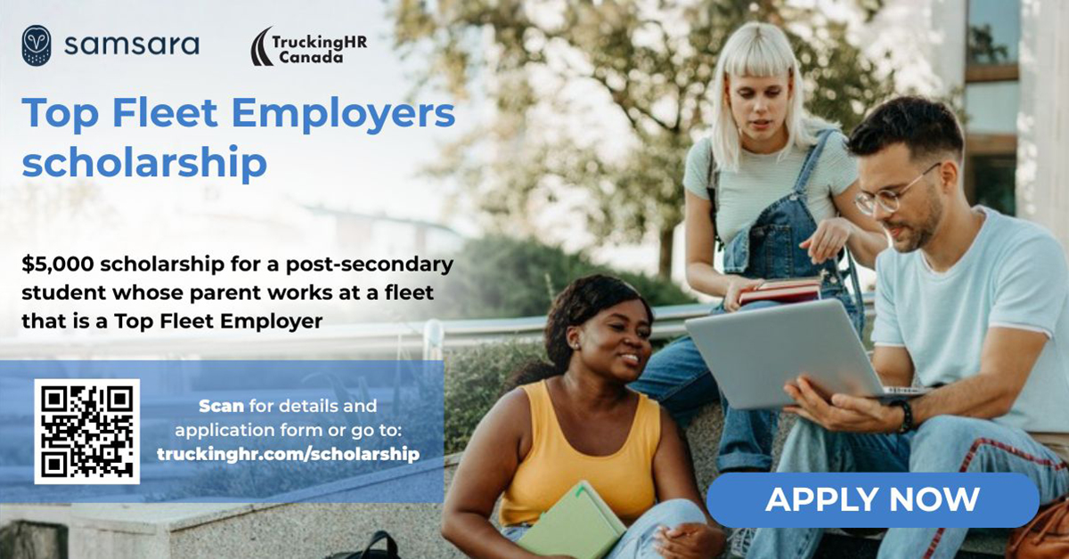 Samsara-Trucking HR Canada Top Fleet Employers scholarship applications now open