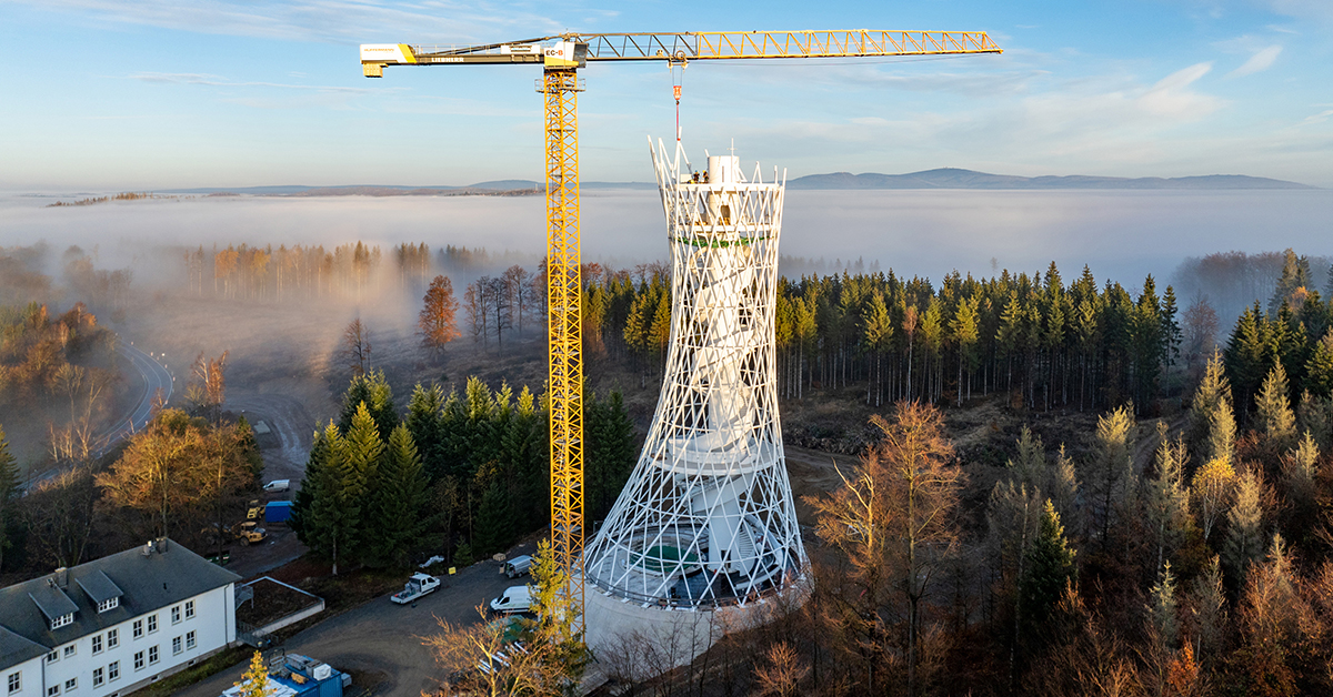 Liebherr Tower Crane Lifts Steel Components For Giant Witches Broom