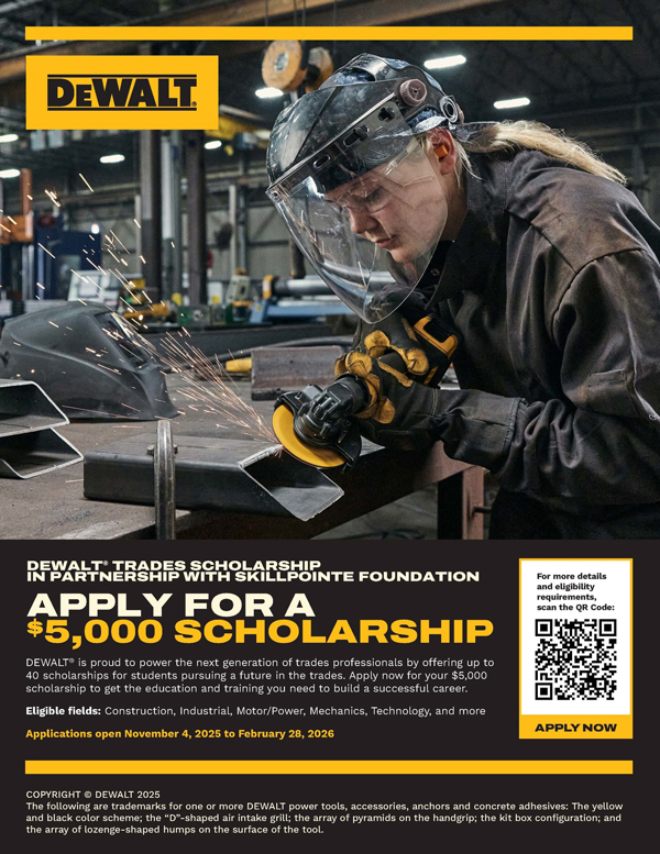 DEWALT Trades Scholarship Now Accepting Applications