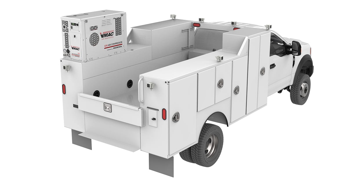 VMAC to Showcase Multiple New Products at The Utility Expo 2025. Shown is VMAC's new G90 Air Compressor with FlexDrive AMS.