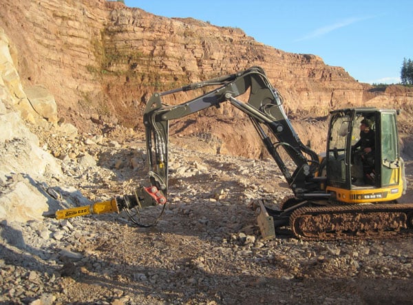 New Demo Attachments For Compact Carriers From Darda. Pictured: Rock Splitters allow controlled, silent and cost-effective rock splitting with no noise, vibration or flying stone, resulting in safer breaking.