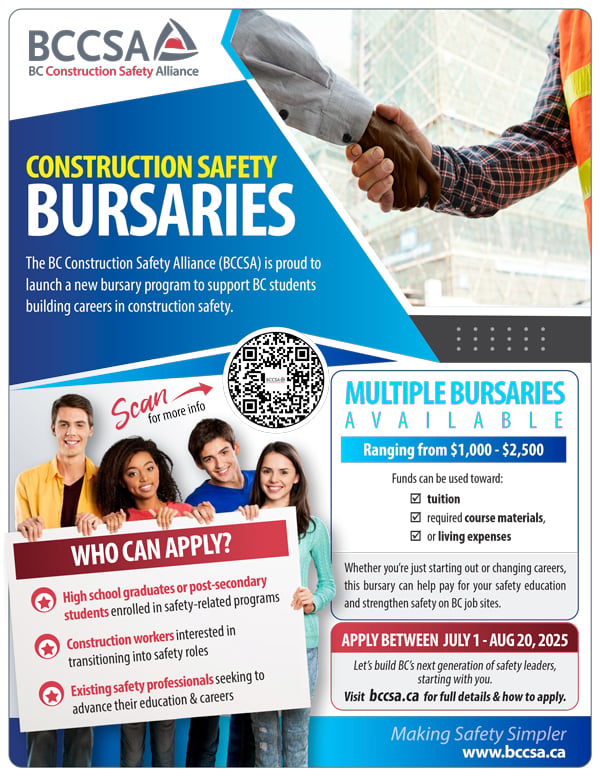 BCCSA Opens Applications for Second Year of Bursary Program to Support Careers in Construction Safety