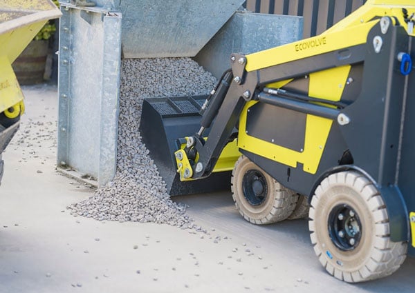 Brokk Brings Ecovolve EL500 Electric Mini Loader To North America. The loader lifts up to 1,110 pounds (500 kg) with ease while a fully charged battery runs efficiently for a full shift, making it ideal for heavy daily use. 