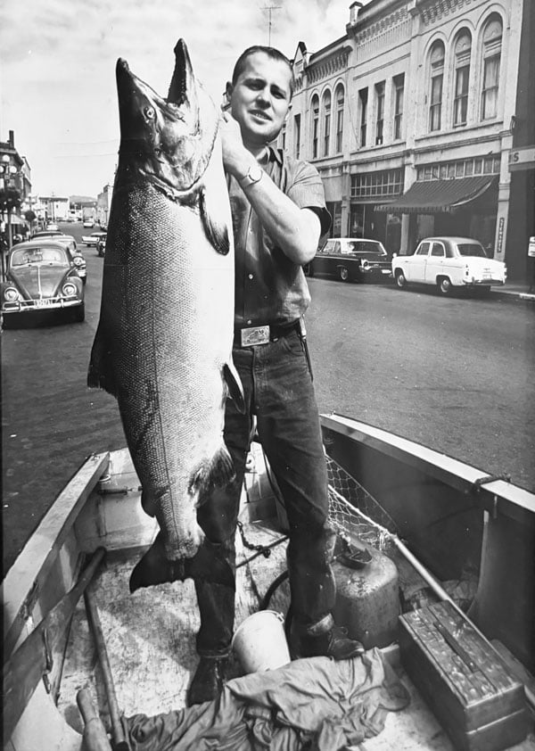 Tex Bussey, circa 1962 or 1963, Victoria, BC with his impressive catch.