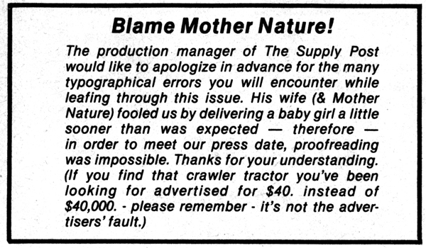 Mother Nature Memo from June 1984