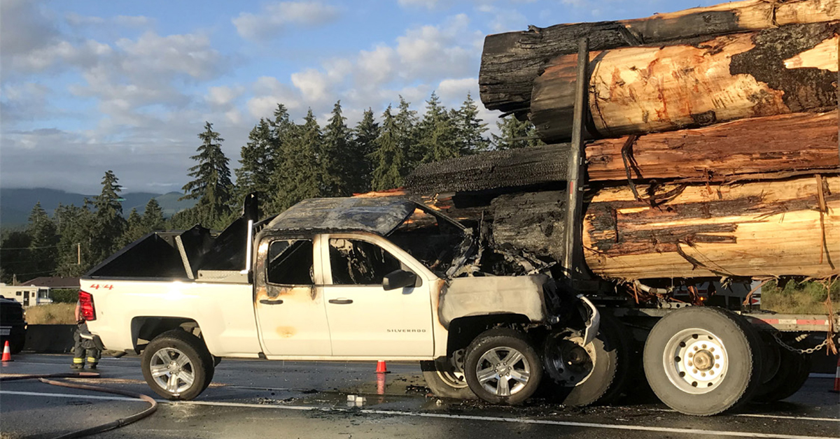 Log Truck Driver’s Safety Preparedness Saves Pick-Up Driver from a Fiery Crash